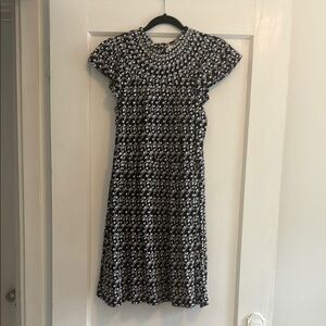 LOFT Black and White Midi Dress